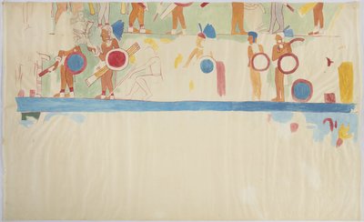 Peinture murale du mur sud-est, chambre intérieure, Temple supérieur des Jaguars, Chichen Itza, Mexique - Adela Breton