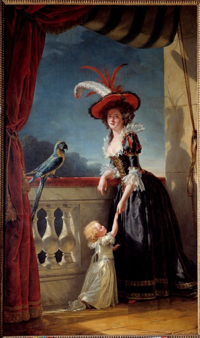 Portrait en pied de Louise Élisabeth de France (fille de Louis XV) duchesse de Parme (1727-1759) et son fils Don Ferdinand (1751-1802) - Adelaide Labille Guiard