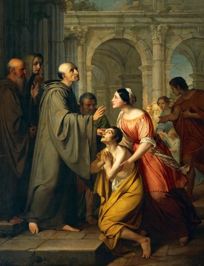 Saint Mauro Abbé rendant la vue à un jeune aveugle - Adeodato Malatesta or Malatesti
