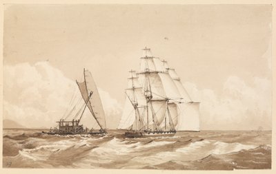 Double canoë au large de Moalu, îles Fidji, 26 septembre 1849 - Admiral Sir Edward Gennys Fanshawe