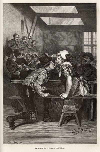 Les jours de foire, les paysans offrent de boire des liqueurs douces aux jeunes filles, le même verre sert à tout le monde, et passe de bouche en bouche, souvent rempli, et permet au jeune prétendant de faire sa cour, au rythme de l