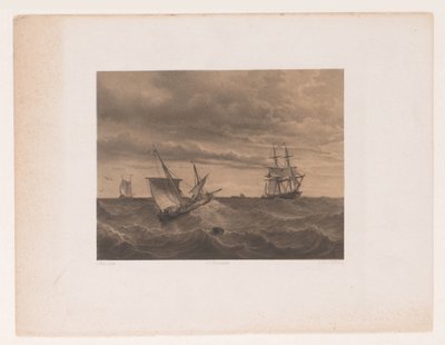 Voiliers sur une mer agitée - Adolf Carel Nunnink