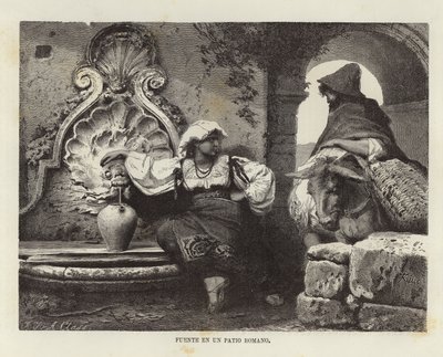 Fontaine dans une cour romaine - Adolf Closs