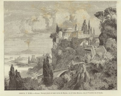 Grèce et Rome - Rome : Paysage au bord de la mer au Cap Misène avec le Vésuve en arrière-plan - Adolf Closs