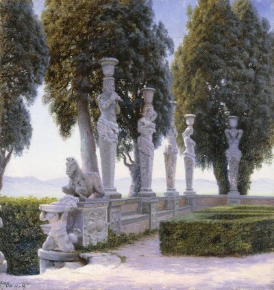 Place avec cariatides dans les jardins de la Villa Farnese, Caprarola - Adolf Heinrich Hansen