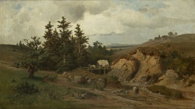 Paysage avec un pont de bois - Adolf Kosárek