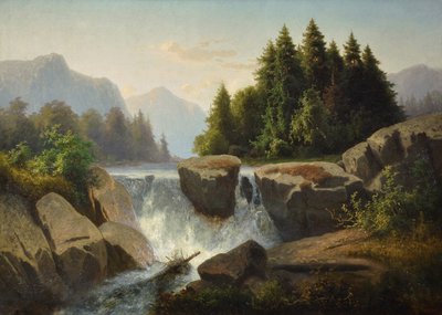 Paysage de montagne avec cascade, vers 1853 - Adolf Kosárek