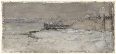 Le transport de la glace sur la Meuse à Rotterdam - Adolf le Comte