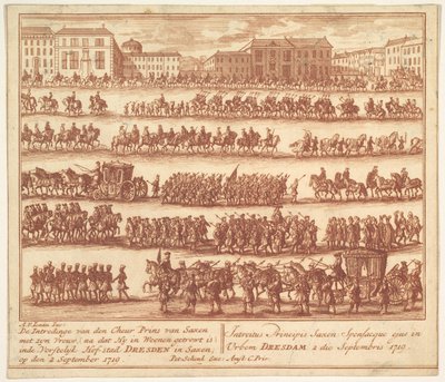 Entrée du Prince de Saxe avec sa femme à Dresde le 2 septembre 1719 - Adolf van der Laan