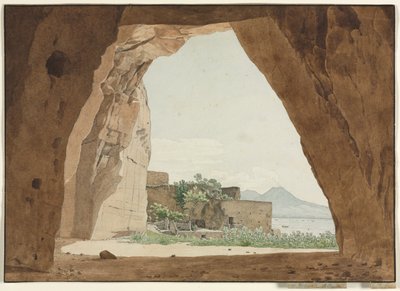 Le Vésuve et la baie de Naples depuis une grotte, 1820 - Adolf von Heydeck