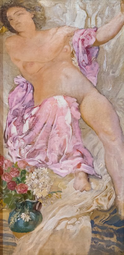 Femme avec des fleurs / femme nue avec des roses - Adolfo de Carolis