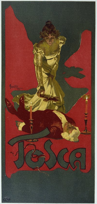 Affiche par Hohenstein. « La Tosca » de Giacomo Puccini, basée sur le drame de V. Sardou - Adolfo Hohenstein