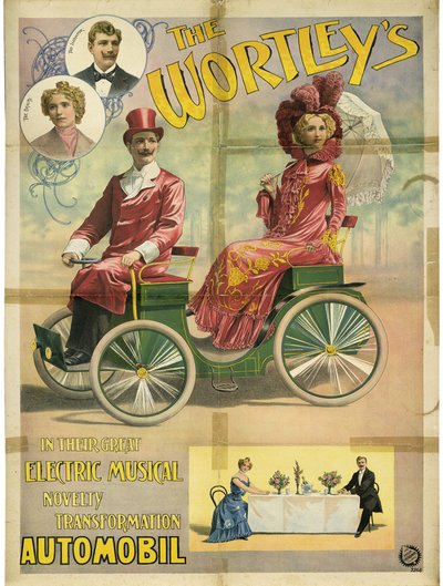 Les Wortley dans leur grande nouveauté musicale électrique de transformation Automobil, 1896 - Adolph Friedländer