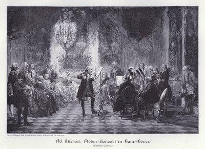 Concert de flûte au Palais de Sanssouci, Potsdam, Prusse - Adolph Friedrich Erdmann von (after) Menzel