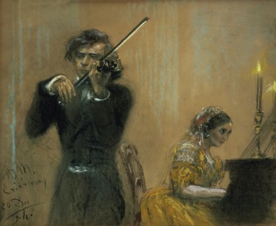 Clara Schumann (1819-96) et Joseph Joachim en concert - Adolph Menzel