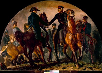 Rencontre de Gebhard Leberecht von Blücher (1742-1819) et Arthur Wellesley Wellington (1769-1852), à la bataille de La Belle Alliance (1815) - Adolph Menzel