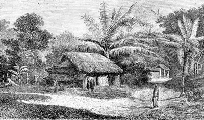 Village dans la vallée de Colombo, Sri Lanka - Adolph Hermann & Robert (after) Schlagintweit