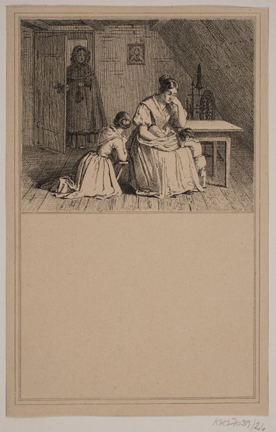 Une famille pauvre. N° 25 dans Chr. Winther et M. Rørbye, "25 Images pour petits enfants" - Johan Adolph Kittendorff