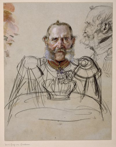Le général Karl comte von der Groeben. Étude pour le tableau « Couronnement de Guillaume Ier à Königsberg » - Adolph Menzel