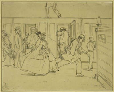 Voyageurs à la gare (« Pour messieurs ») - Adolph Menzel