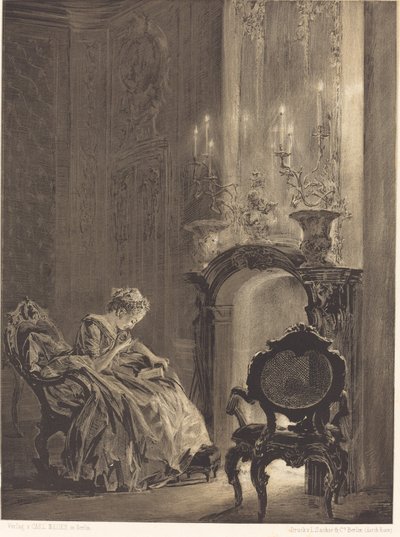 Femme devant un feu - Adolph Menzel