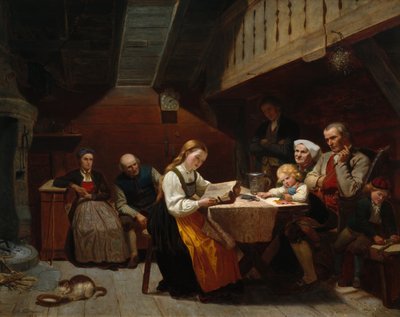 Une fille lisant - Adolph Tidemand