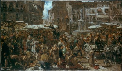 Piazza delle Erbe à Vérone - Adolph Menzel