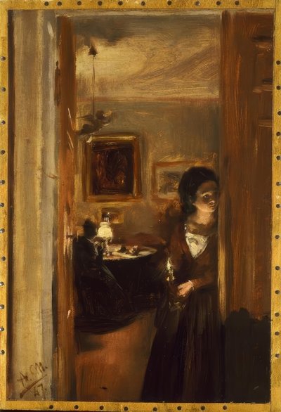 Salon avec la sœur de Menzel - Adolph Menzel