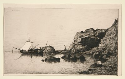 Barque de pêcheurs faisant escale les roches de Collioure (Pyrénées-Orientales) - Adolphe Appian
