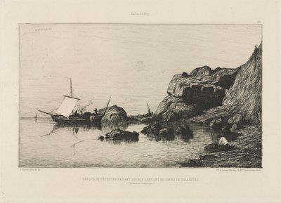 Bateau de pêche faisant escale aux rochers de Collioure - Adolphe Appian