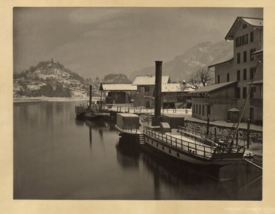 Bateaux à vapeur sur le lac à leur mouillage d