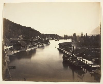 Bateau à vapeur dans le lac de Thoune, Suisse - Adolphe Braun