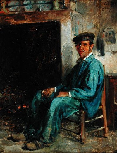 Un paysan devant un foyer, 1859 - Adolphe Felix Cals
