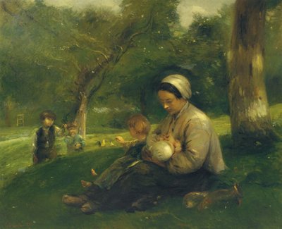 Mère et ses enfants au Saint-Siméon : la Mère aimante - Adolphe Felix Cals
