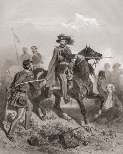 Giuseppe Garibaldi à la bataille de Varèse. (impression) - Adolphe Jean Baptiste (after) Bayot