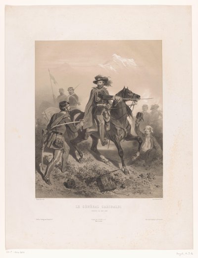 Général Giuseppe Garibaldi en tant que chef dans la Bataille de Varèse - Adolphe Jean Baptiste Bayot