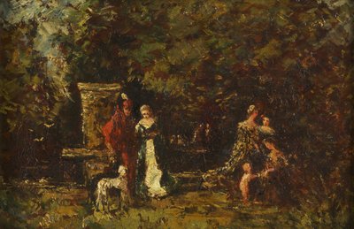 Figures élégantes dans une clairière boisée, c.1860-80 - Adolphe Joseph Thomas Monticelli