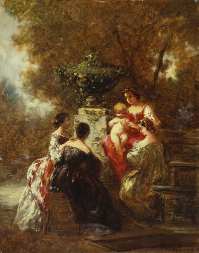 Figures dans un parc - Adolphe Joseph Thomas Monticelli