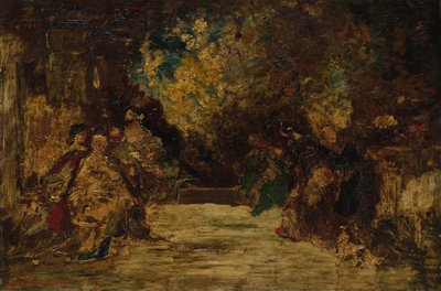 Figures sur une terrasse - Adolphe Joseph Thomas Monticelli