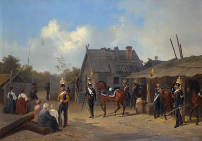 Bivouac de soldats dans un village - Adolphe Ladurner