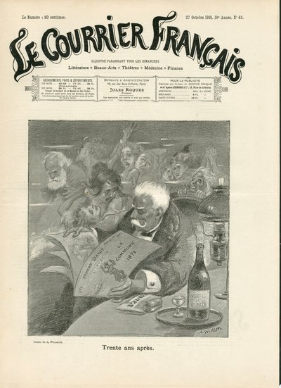 Couverture du Courrier français, numéro 43, Satirique en N & B - Adolphe Leon Willette