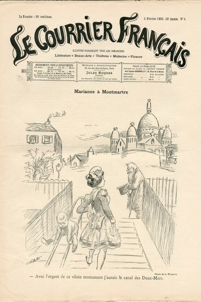Couverture de "Le Courrier français", numéro 5, Satirique en N & B - Adolphe Leon Willette