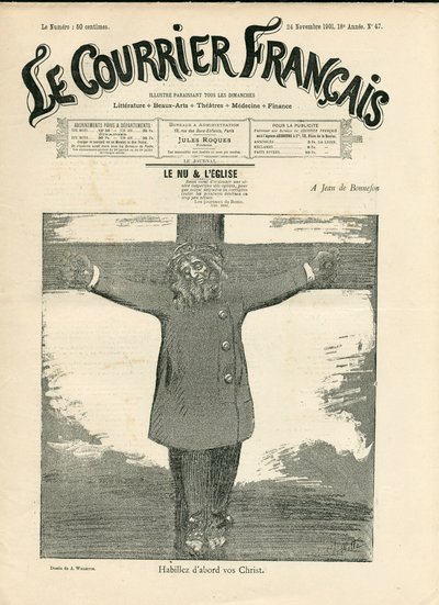 Couverture de "Le Courrier français", numéro 47, Satirique en N & B - Adolphe Leon Willette