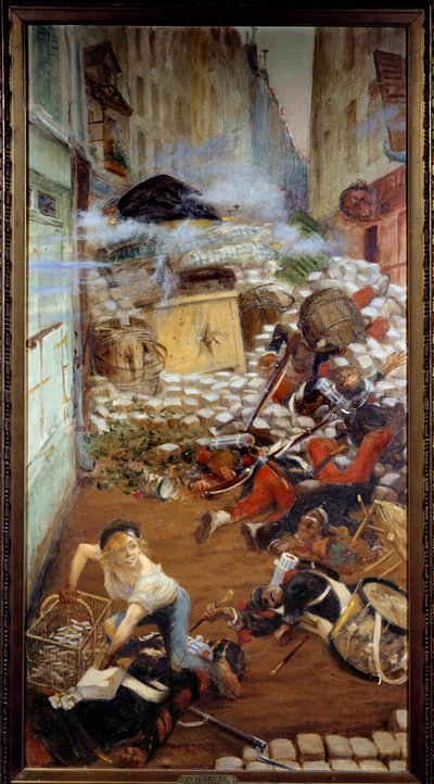 Gavroche à la barricade. Illustration des Misérables de Victor Hugo (1802-1885). Peinture par Adolphe Willette (1857-1926) 19ème siècle Paris, maison de Victor Hugo - Adolphe Leon Willette