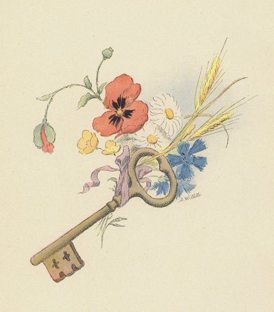 Clé et fleurs - Adolphe Leon Willette