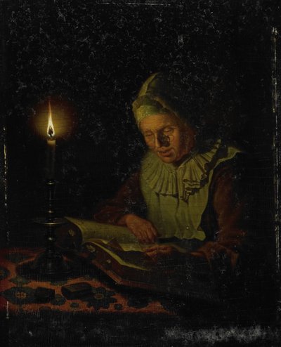 Vieille femme lisant - Adriaan Meulemans