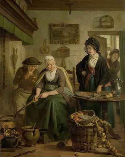 Femme faisant des crêpes. Vers 1790-1810 - Adriaan de Lelie