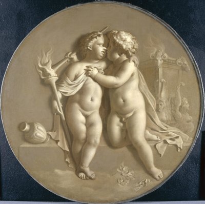 Deux putti avec les flammes de l