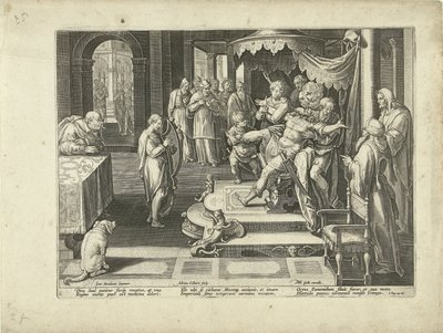 David jouant de la harpe pour le roi Saül - Adriaen Collaert