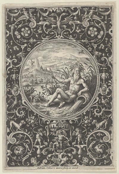 Neptune dans un cadre décoratif avec grotesques, du Jugement de Paris, vers 1580-1600 - Adriaen Collaert